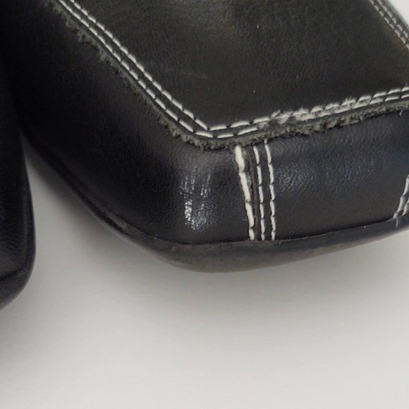 Black loafers with white contrast stitching 11 W - Picture 5 of 10